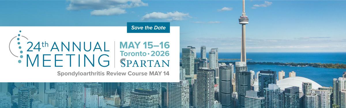 SPARTAN 2026 Annual Meeting in Toronto, May 15-16, 2026. Spondyloarthritis Review Course May 14